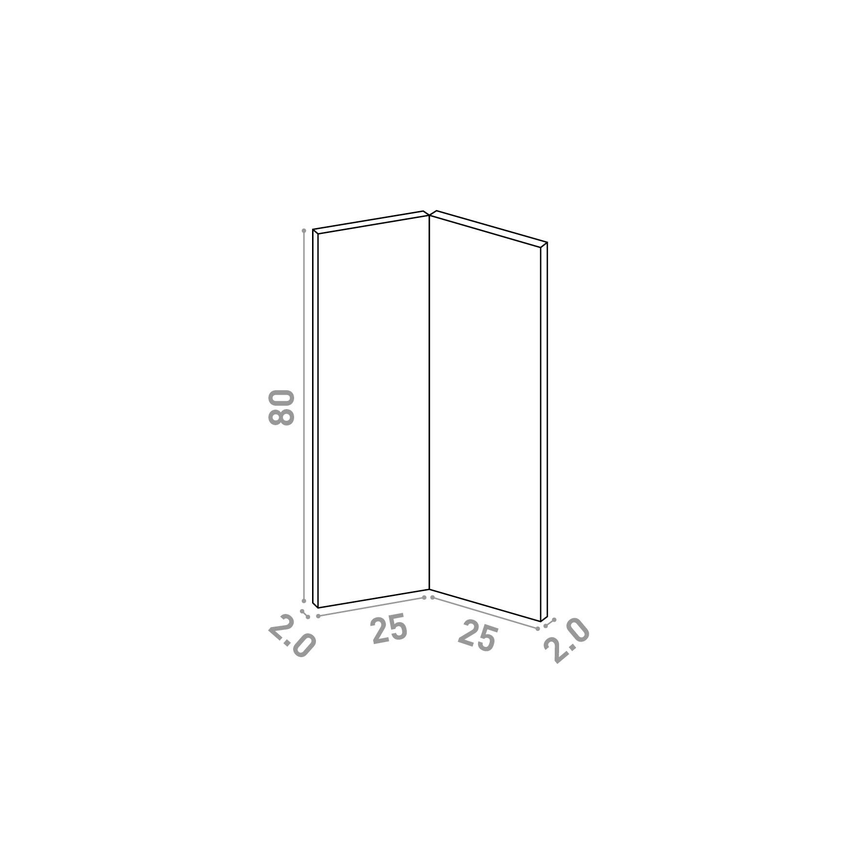 Portes d'angle 25x80cm | design lisse | laque mate