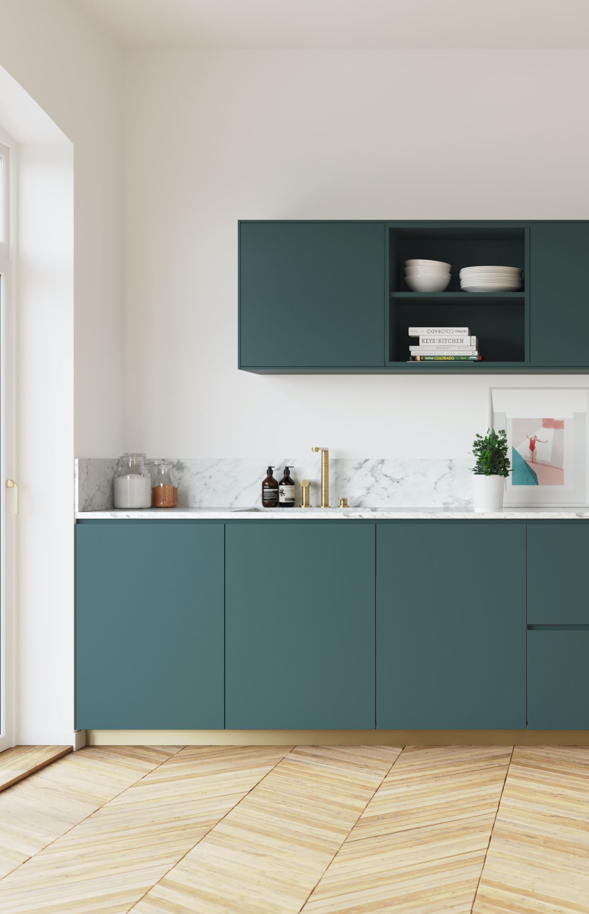 Two-tone kitchen in Blue 02 - Bleu nuit & White 01 - Blanc pur by Lagom ...